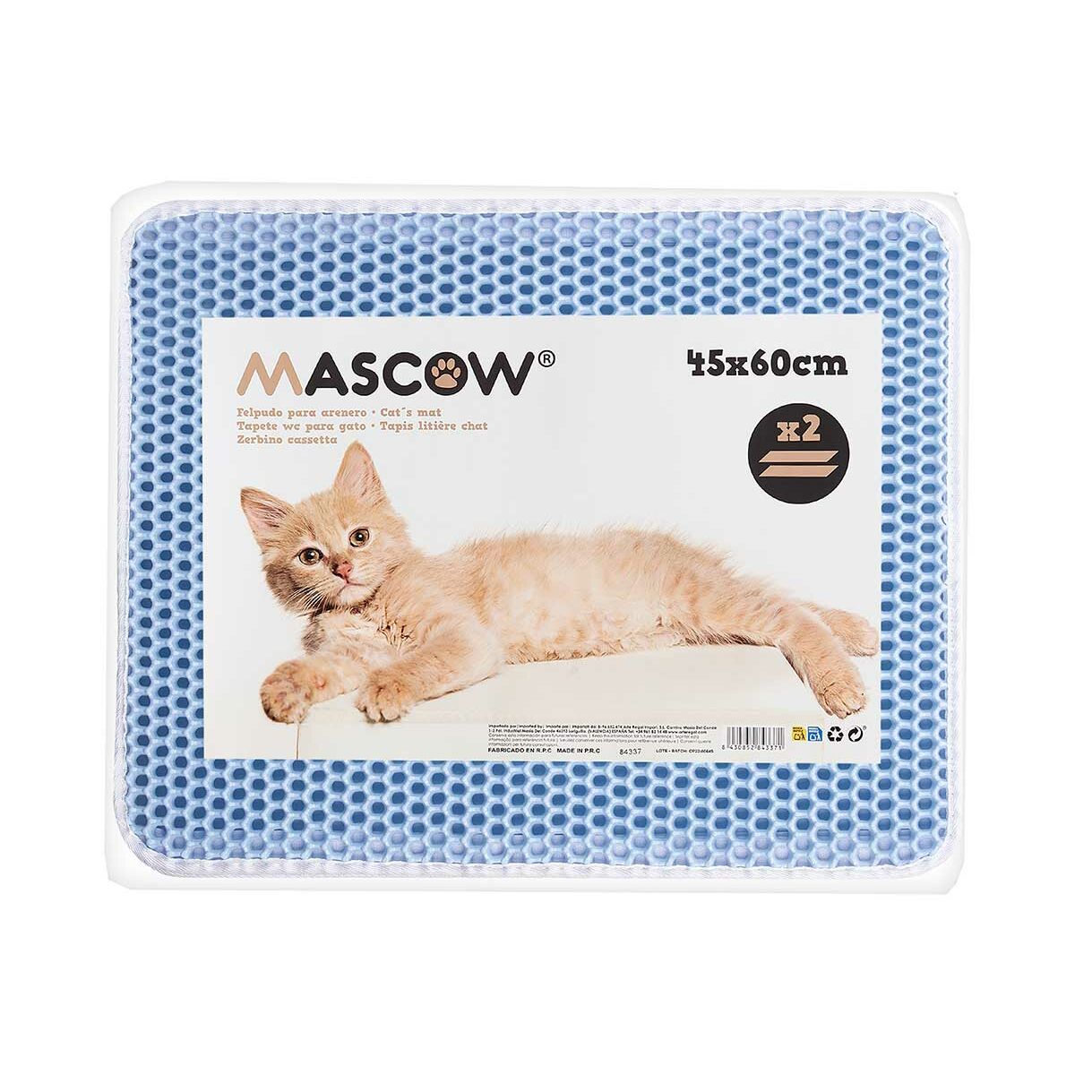 Alfombra para Arenero de Gatos Mascow Azul 60 x 45 x 1,5 cm (12 Unidades) - 3