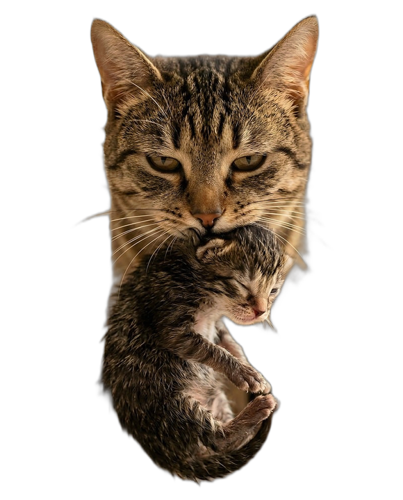 Gata con sus gatitos — Comecat