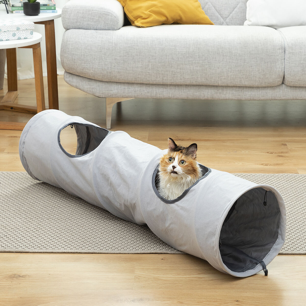 Túnel plegable para mascotas Funnyl de InnovaGoods, poliéster gris - imagen principal